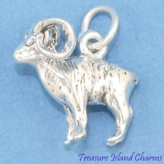 Bighorn Sheep RAM Aries Mouflon 3D 925 Solid Sterling Silver Charm 
