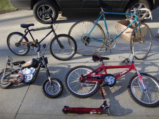 LOT OF 5 ASSORTED BIKES HUFFY BMX NEXT ROAD BIKE SCOOTER LOCAL PICK 