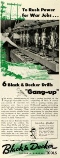 1942 Ad Black Decker Portable Electric Power Tools Drills WWII War 