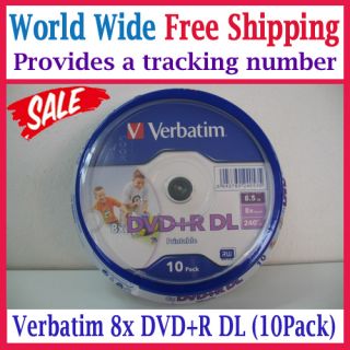 Verbatim 8x DVD R 8 5GB Dual Layer Recordable Blank DVDs Discs 10 Pack 