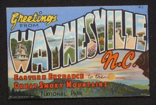   Letter Greetings Waynesville Haywood Co Postcard North Carolina
