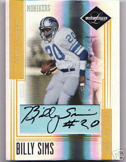 2006 Leaf Limited Monikers Billy Sims Autograph 32 100