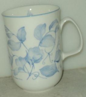 Ann Anderson Studios Rose of England Mug Bone China White Blue Flower 