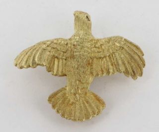 Vintage 18K Yellow Gold Ruby Bird Pin Brooch Fine Estate Jewelry Pre 