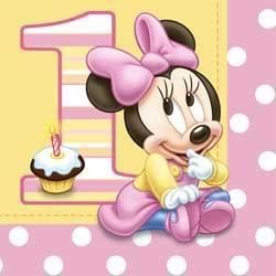 Baby Minnie Mouse First 1st Birthday Lunch Napkins NIP