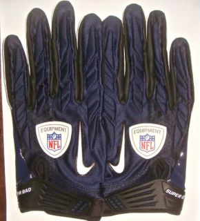 Mens L New Nike NFL Giants Patriots Player Superbad Football Gloves 
