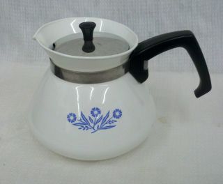   Corning Ware Blue Cornflower Tea Pot Coffee Maker 6 Cups Clean