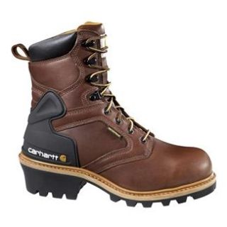 MENS CARHARTT BISON BROWN 8 LOGGER WP (work boots occupational 