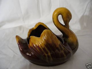 Blue Mountain Pottery Gold Swan Planter or Candy Dish