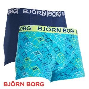 Bjorn Borg Mens Weights & Solid 2 Pair Pack Boxers   Scuba Blue