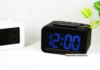  Display Blue Cube Snooze LED Digital Desk Alarm Clock Black