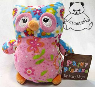 Olio Owl Bird Mary Meyer Plush Toy Stuffed Animal Flower Print Pizzaz 