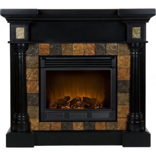 Bradley Park Faux Slate Electric Fireplace Black