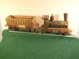   Early Wood Card Train Engine Passenger Car NPL Bliss Very Old