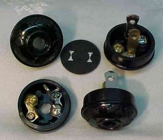 Black Acorn Oak Leaf Bakelite Plugs for Handel B H Antique Lamps Fan 