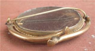 Antique Victorian Black Onyx Mourning Hair Brooch Locket Pin 1800s 