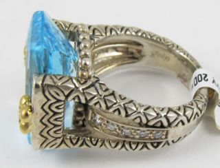Barbara Bixby SS/18K Diamond and Blue Topaz Ring *NEW* $1,650