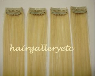 Blonde Clip in 100 Human Hair Extensions 4pcs European Silky Soft Hair 