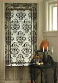   Web Gothic Skull Black Lace Window Curtain Panel 38 x 84