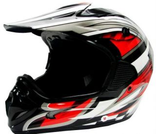 TMS Red Black Dirt Bike ATV Motocross Helmet Off Road M