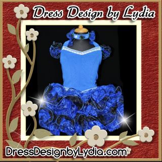 467Z Girl Blue Black Shell Glitz Beauty Contest Pageant Dress 2pcs 