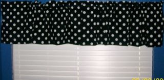 Black Large White Polka Dots Curtain Valance 42x14