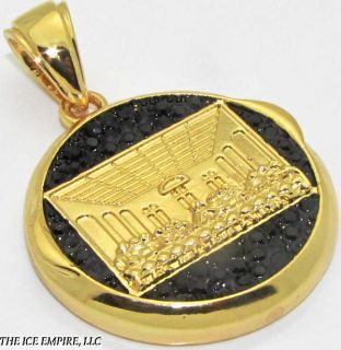 Gold Finish Iced Out Last Supper Medallion Pendant P193