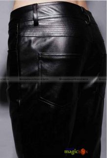  Fashion Faux Leather Slim Fit Trousers Pants Black New MPT046