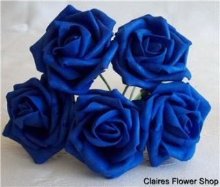   Blue Foam Roses Colourfast 6cm Wide Wedding Bridal Artificial Flowers