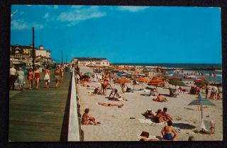 1968 Bathing Beach and Boardwalk Cape May NJ Postcard