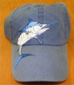 blue marlin fish fishing upscale bill fish hat cap