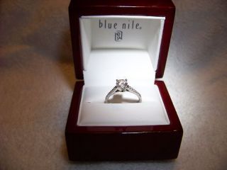 NEW Blue Nile Platinum Round Paved Diamond Engagement Ring .71 TCW GIA 