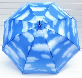 Blue sky and white clouds umbrella Girl s Parasol fashion long handle