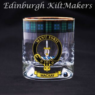 Mackay Clan Crested Whisky Glass Tartan Whisky Glasses
