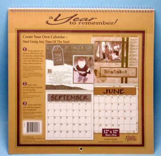 Blank Scrapbooking Wall Calendar Pages Kit 12 x 12