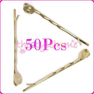 50pcs Bobby Hair Pins Blank Forms 2 L w 8mm Pad Hair Accessories New 