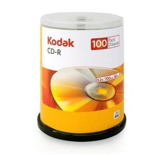 100 Kodak Brand Logo Blank CD R CDR Disc Media 52x 80min 700MB in Cake 