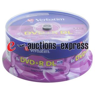 30 Verbatim 8x Double Layer DL DVD R Blank Media 96542