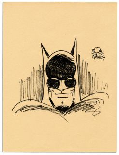 Bob Kane Signed Hand Drawn Early Batman Sketch