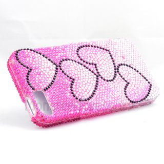 PINK HEART BLING HARD CASE COVER FOR APPLE IPHONE 5 5G 6TH GEN