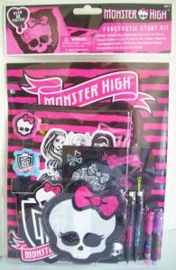 Monster High Fangtastic Study Kit 11 PC School Supplies Folder Erasers 