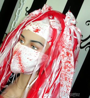 Blood Splatter Red White Zombie Apocalypse Surgical Mask Medical Cyber 