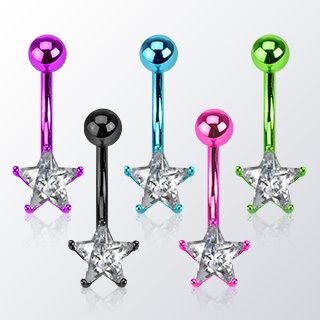   Clear Star Gem Belly Navel Rings Body Piercing Jewelry 4 Colors