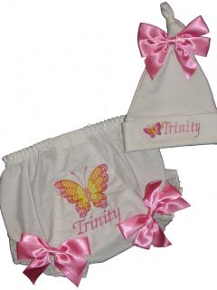 Personalized Baby Bloomers Diaper Cover Hat Butterfly
