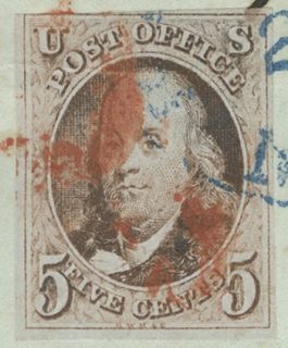 1847 5c Single Used on Registered Mail Folded Letter