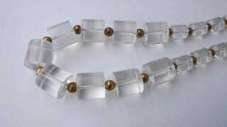 Vtg Big Chunky Clear Lucite Beads Necklace Graduated Size Cylinder 