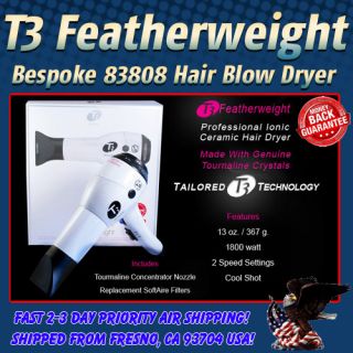 T3 BESPOKE FEATHERWEIGHT HAIR BLOW DRYER 83808 PRO SALON NEW