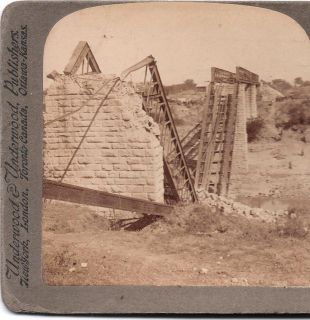 BOER War Vet River Railway Bridge South Africa 1901 Underwood 