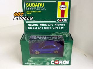   IMPREZA 22B   1/43 SCALE MODEL CAR IN BLUE WITH HAYNES BOOK GIFT SET