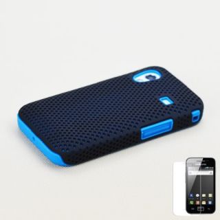 Samsung Galaxy Ace S5830 Black Blue Hybrid Case Cover Screen Protector 